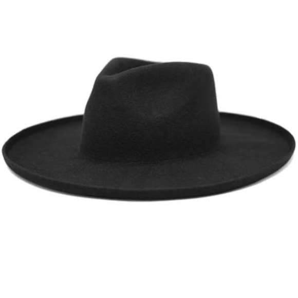 black stiff brim hat